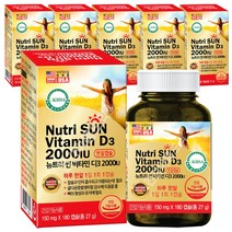 미국직수입 뉴트리썬 비타민 D3 2000IU 180캡슐X6통/7무첨가 홍화씨유, 27g, 6통