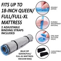 Queen/Full-XL 폼 매트리스 진공 백 이동 보관 및 배송용 스트랩이 있는 씰, 06 EU Electric air pump