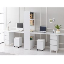 2인용 컴퓨터 게이밍 음악작업 컴터 컴 커플 쌍둥이 책상, 화이트