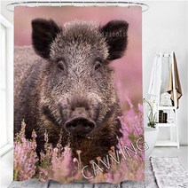멧돼지올무 야생동물방지 트랩 야생돼지 3D 인쇄 샤워 커튼 방수 욕실 미끄럼 방지 목욕 매트 세트 화장실, 29 180x180cm Curtain-J