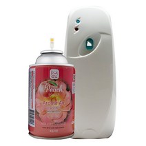 아로마에어 자동 타이머 방향제 분사기+리필 향캔 세트, 분사기+피오니피치(복숭아향)