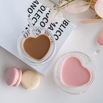 인블룸 하트 투명 이중 유리컵 (150ml 250ml), 250ml, 250ml