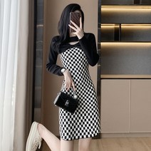 블링앤수 여성 파티 라운드넥 캐시미어 원피스 KZZ396