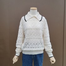 시에로 스카시 짜임 배색팁 카라니트-SI3KTF323