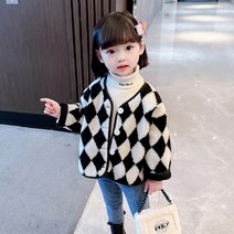 레드호호 여아겨울아우터 바둑판무늬자켓 양털무스탕