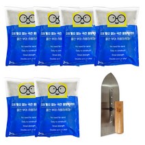 철물팩토리 국산 몰탈 시멘트 2kg 6개+흙손 벽보수 모르타르 보수 소포장 가정용, 몰탈시멘트 2kg 6개 +흙손
