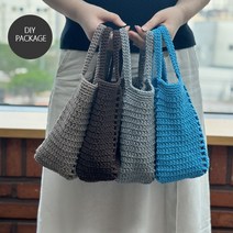 [코바늘가방뜨기] 네모가방 diy (마크라메 1볼+도안+동영상QR), 브라운, 1개