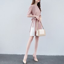 [바니드] 여성 20대 30대 여성 고급 랩 배색 슬림 원피스 0094