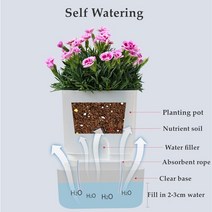 충천운반차 동력운반차 농사용손수레 농업용동력운반차자기 흡착 디자인 자체 관수 화분 냄비 4 스타일 플, 02 2 Packs_01 Square-S