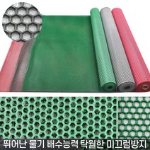 대형 우천매트 10M 미끄럼방지 배수 롤매트 벌집 매장 로비고정매트, 레드