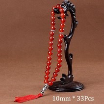 천주교성물 첫영성체선물 묵주 이슬람 tasbih muslim rosary beads 33 기도 ​​팔찌 남성용 액세서리 natural stone agates handmade, 붉은 마노