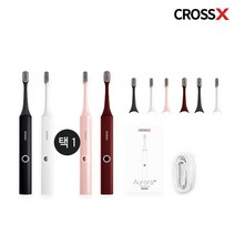 [KT알파쇼핑][더블세트/본체2개+칫솔모8개] 크로스엑스 음파전동칫솔, 핑크+버건디