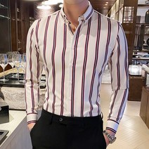 남성 한국 스트라이프 긴팔 셔츠 캐주얼 셔츠