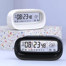 에이치앤오 탁상용 디지털 온습도계 시계, 블랙, 1개