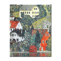 특대형 (물감3배) diy유화그리기 세트 클림트 아트호숫가의교회 거실 그림 액자 60x75cm 쉬운 명화따라그리기 아크릴 유화 색칠