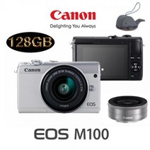 (Canon (더블렌즈패키지 EOS M100   15-45MM IS STM   22MM   고래파우치   SDXC 128GB (캐논코리아 정품 블랙 캐논코리아/고래파우치/더블렌즈패키지/정품/블랙, 단일 모델명/품번
