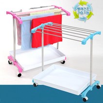 [윈디] 튼튼 빨래건조대/가습기 겸용/물받이 장착/1단 /2단, 핑크, 2단