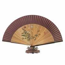 [박씨상방] (국내제작)실크 대나무 초충도(맨드라미)수공예부채39형+부채집증정