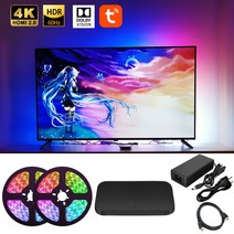 엠비언트라이트 무드등 자동차 차량용 실내등 HDMI 앰비언트 TV PC 백라이트 드림 스크린 USB LED 스트립 조명 박스/알렉사/구글 스마트 동기화 라이트 세트, 46.For 98 to 120 inch - 60leds