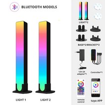 음악 감지 사운드 컨트롤 램프 조명 LED RGB 스마트 라이트 바 와이파이 블루투스 배경 분위기 빛 화 TV 벽 컴퓨터 게임 침실 밤, [01] Bluetooth, [02] US Plug12V2A