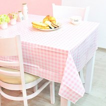 파티해 체크 비닐 테이블보, 핑크, 1개, 1개