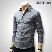 블루포스 코리아 남성용 스퀘엄 체크 남방(JJNLM5) 남자셔츠 캐주얼 긴팔셔츠