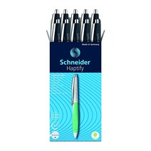 Schneider Haptify 볼펜 M (미디엄) 리필 가능 및 접이식 다크 라이트 블루 배럴 펜 10개 상자 블루 잉크 (135323)