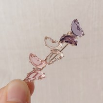 무배 클로엘 나비 큐빅 헤어핀 투명 컬러 봄 러블리 페미닌 반머리 3단 똑핀 옆머리핀 디어안나