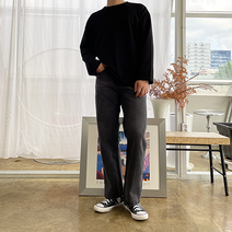 남자 흑청바지 세미 와이드 블랙진 청바지 빅사이즈