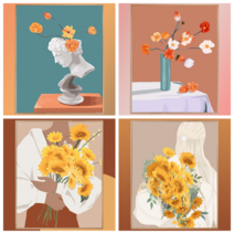 채우다 공간 유화DIY 명화그리기 거실그림 호크니 유화색칠하기 해바라기 유화그리기세트 추상화 모던화 팝아트 유화세트 미니유화 그리기 동물유화 그림 증정 1+1, 오브제화병02