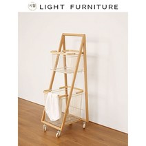 빨래 바구니 2단 트롤리 이동식 선반, 단일