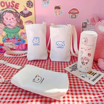 산책 이동시 보관 편리한 텀블러 주머니 어깨 끈 포함 물통 가방 스트랩 보관 가방 물병 맥 동물가방 보틀 커피 케이스, 02.토끼
