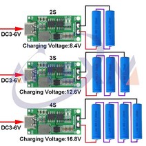 리튬 무선 회로 충전 모듈 5V TP4056 멀티 셀 업 부스트 LiPo 폴리머 이온 18650, 5.3S 2A