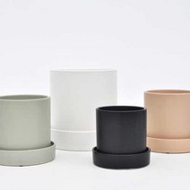 화분 프리미엄 높은 받침세트 8cm 10cm 11cm 13cm 15cm 18cm 무광 세라믹 도자기 화분 화이트 블랙 분갈이 포레스트인, 유칼립투스