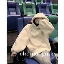 스파이더 자수 깅엄 스웨이드 빅 핏 후드