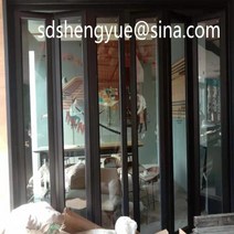 안전한폴딩도어 알루미늄 유리 안뜰 외부 이중 문 미닫이