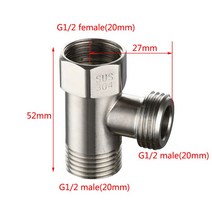 화장실 304 구리 T 어댑터 G1/2 quotT-밸브 전환 밸브 3 방향 장치 구멍 물 파이프 목욕 비데 분무기 샤워