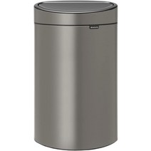 브라반티아 Brabantia 47.9L(10.6갤런) 주방 터치 쓰레기통 새 제품(플래티넘) 탈착식 뚜껑 부드러운 오픈 + 가방, 10.6 Gal, Platinum, Platinum