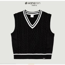 행텐주니어@ 니트 조끼 케이블 브이넥 크롭 베스트 (14430-140-602-33)