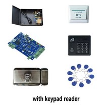 RFID 카드 도어 액세스 키트 TCP 원 + 지능형 음소거 잠금 리더 버튼 10 태그 sn:kit-B109, 02 set2 with keypad