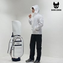 스컬독 남성 골프우의 세트 상의 하의 비옷 우비 방수 방풍 골프 레인슈트, 화이트상의 블랙하의 2XL