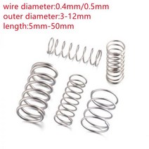 용수철 스프링 20PCS SS304 스테인레스 스틸 압축 두께 0.4mm 0.5m 미니 가정용 유지 보수 도구 하드웨어 악세사리205835, 10mm, 10mm