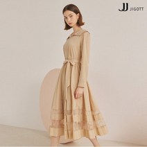 JJ지고트 플리츠 칼라 레이스 배색 원피스 GL9P0OP22