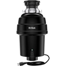 Kraus KWD100-100MBL WasteGuard 1 HP 전원 코드 및 플랜지가 포함된 부엌 싱크용 초저소음 모터가 있는 연속 공급 쓰레기 처리 16 12인치 검은색, 1HP