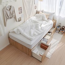 [새해맞이40000원 즉시할인+중복쿠폰] [매트포함무료설치] 휴도 넉넉한 선유 무헤드 빅 수납 침대 + 엔드리스 20cm 매트리스 SS Q 슈퍼싱글 퀸 침대, 아이보리(매트리스), 내추럴(프레임)