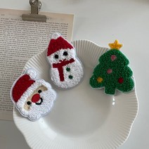 뽀글이 와펜 크리스마스 산타 눈사람 옷핀만들기 악세사리 diy 머리띠 가방 펜던트 페브, 옵션1_눈사람