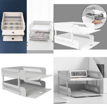 2단 서류받침 트레이 파일함 투톤데스크박스 문서보관함2단, 쿨그레이