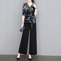 SAMARA 미시룩 블라우스 와이드팬츠 긴팔 투피스세트 ABewyrj