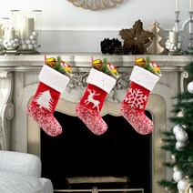 KNVST 3p 프리미엄 편직 크리스마스 양말 클래식 만들기 대형 캠핑 용품 야외 인테리어 창문 장식품 외부 선물 봉투 크리스마스 소품
