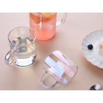 감성 홈카페 무지개 빛 글라스 내열유리 컵(5종) 카페컵 티머그, 530ml